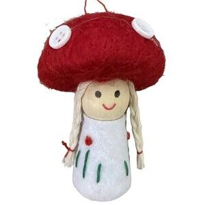 Silver Tree Mushroom Girl Felted 3 inch Christmas Ornament NWT 2021